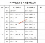浙江2023年度空军招飞初选日程安排