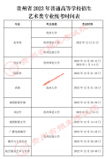 贵州省2023年普通高等学校招生专业统考时间表（艺术类）